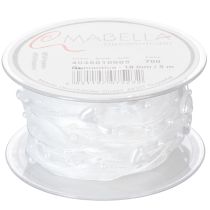 Itens Fita de organza branca para decoração de casamento, 10mm x 5m, com corações e pérolas.
