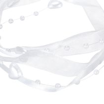 Itens Fita de organza branca para decoração de casamento, 10mm x 5m, com corações e pérolas.