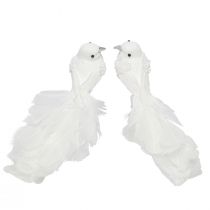 Itens Decoração de casamento pombos como um par de pombos em clipe branco 22cm 2 peças