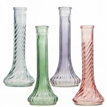 Vasos de flores de vidro alto vintage colorido Ø10cm H23cm 4 pçs