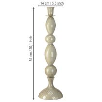 Itens Porta-velas alto em metal cinza dourado 51cm