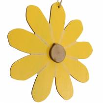Flores de madeira para pendurar, decoração de primavera, flores de madeira amarela e branca, flores de verão 8pcs