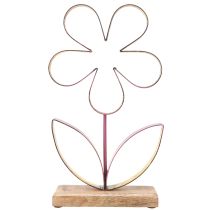 Itens Flor decorativa em madeira metal com base em ouro rosa velho Alt.35cm