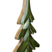 Árvore de Natal decorativa em madeira efeito brilho verde 23,5×5×60cm
