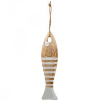 Pingente de peixe marinho decoração de madeira madeira 28,5 cm