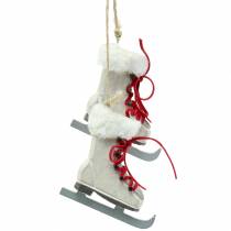 Patim de gelo de madeira branco para pendurar 8 cm 3 unidades