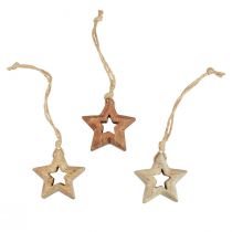 Itens Pingentes de madeira estrelas de madeira decorações naturais para árvores de Natal Ø4,5 cm 8 unidades