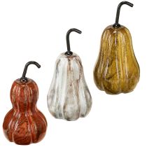 Itens Decoração de madeira para pera de madeira outono vermelho amarelo branco 12×6cm 3 peças