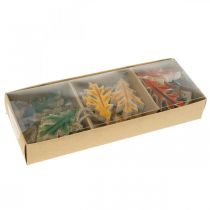 Itens Folhas decorativas de madeira para pendurar decoração de outono colorida 6.5×4cm 12pcs