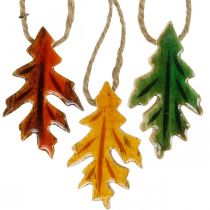 Folhas decorativas de madeira para pendurar Decorações coloridas de outono 6,5 × 4 cm 12 unidades