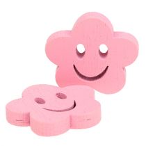 Flor de madeira com rosto rosa 2,5cm 48p