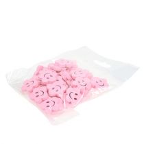 Itens Flor de madeira com rosto rosa 2,5cm 48 un