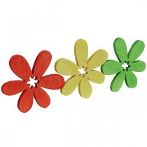 Itens Flores de madeira dispersão decoração flores madeira amarelo/laranja/verde Ø4cm 72p