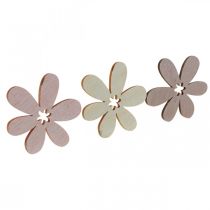 Flores de madeira dispersão decoração flores madeira bege/amarelo/rosa Ø4cm 72p