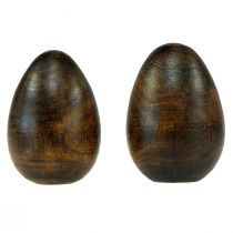 Itens Ovos de madeira madeira de manga marrom Ovos de Páscoa feitos de madeira Alt.9,5–10 cm 2 unidades