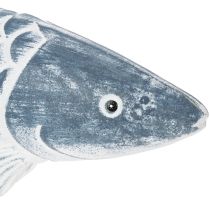 Itens Peixe de madeira azul e branco, decoração de peixe, farinha de madeira, 35 cm, 1 peça