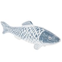 Itens Peixe de madeira azul e branco, decoração de peixe, farinha de madeira, 35 cm, 1 peça