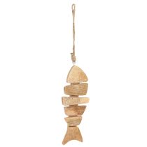 Itens Peixe de madeira para pendurar juta marítima natural 27cmx2cmx10cm