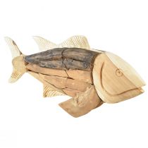 Peixe de madeira decoração de madeira de teca decoração de mesa de peixe madeira 63cm