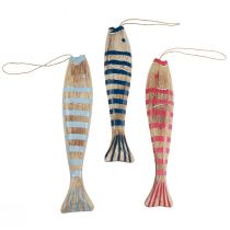 Itens Peixe de madeira para pendurar decoração de peixe madeira 29cm colorido 3 peças