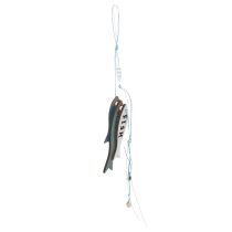 Itens Enfeites de peixe de madeira para pendurar, azuis, 36 cm, conjunto de 4 peças.