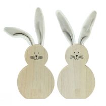 Itens Coelho de madeira com orelhas móveis castanho branco 11,5×27cm 2 un