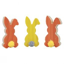 Coelhinhos de madeira coelhinhos decorativos decoração de Páscoa amarelo laranja 4×8cm 6 unidades