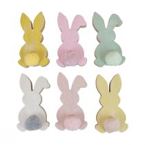 Coelhinhos de madeira coelhinhos decorativos decoração de Páscoa madeira pastel 8,5×16cm 6 unidades