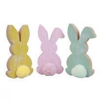 Coelhinhos de madeira coelhinhos decorativos decoração de Páscoa madeira pastel 8,5×16cm 6 unidades