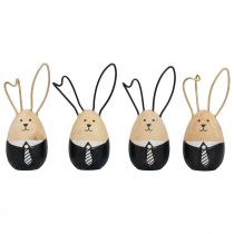 Itens Ovos de coelhinho de madeira decoração de Páscoa preto branco Ø4,5cm 12cm 4 unidades