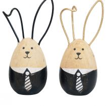 Itens Coelhinhos da Páscoa coelhinhos de madeira ovos decoração de Páscoa preto branco Ø4,5cm 12cm 4 unidades