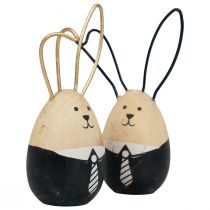 Itens Coelhinhos da Páscoa coelhinhos de madeira ovos decoração de Páscoa preto branco Ø4,5cm 12cm 4 unidades