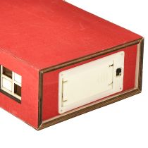 Itens Decoração de casa de madeira luz casa madeira vermelha e branca para bateria H19,5cm