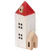 Itens Conjunto de casinhas decorativas de madeira, vermelhas e brancas, decoração de inverno com várias peças, 13 cm, 6 peças