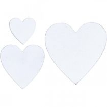 Decoração de dispersão de coração de madeira corações de casamento branco 3/5/7cm 50p