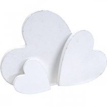 Decoração de dispersão de coração de madeira corações de casamento branco 3/5/7cm 50p