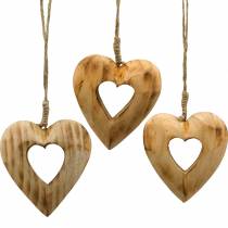 Coração pingente decorativo, coração de madeira, dia dos namorados, pingente de madeira, decoração de casamento 6pcs