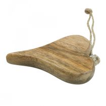 Cabide deco de coração de madeira decoração de madeira de coração para pendurar natureza 14 cm