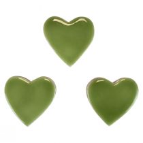 Itens Corações de madeira corações decorativos madeira verde claro efeito brilhante 4,5 cm 8 unidades