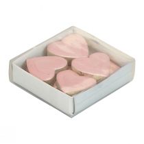 Itens Corações de madeira decorativos corações luz rosa brilhante decoração de mesa 4,5 cm 8 unidades