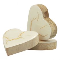 Itens Corações de madeira corações decorativos ouro branco brilho crackle 4,5 cm 8 unidades