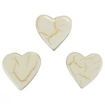 Itens Corações de madeira corações decorativos ouro branco brilho crackle 4,5 cm 8 unidades
