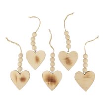 Cabide decorativo de corações de madeira corações decorativos de madeira queimados 8 cm 6 unidades