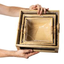 Itens Caixa de madeira com quadro-negro e divisória interna, conjunto com 3 tamanhos, 30 cm
