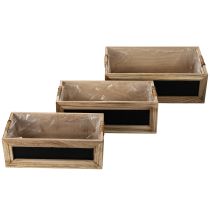 Itens Caixa de madeira com quadro-negro para etiquetas, conjunto de 3 unidades, 36 cm