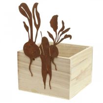 Caixa de plantas madeira com decoração ferrugem cachepot vegetal 17×17×12cm