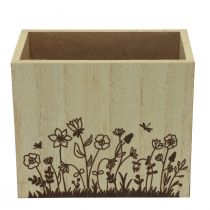 Itens Caixa de madeira porta-canetas organizador de mesa natural 14×8×12cm