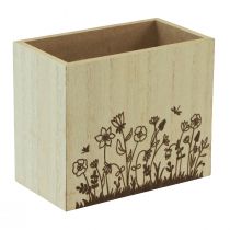 Itens Caixa de madeira porta-canetas organizador de mesa natural 14×8×12cm