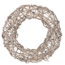 Itens Guirlanda de madeira decorativa, branca natural, Ø30cm, A9,5cm