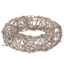 Itens Guirlanda de madeira decorativa, branca natural, Ø30cm, A9,5cm